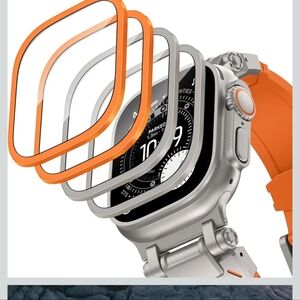 Premium Silver Smartwatch Case with Orange Accents